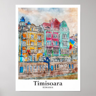 Poster Timisoara Romênia Viagem Watercolor