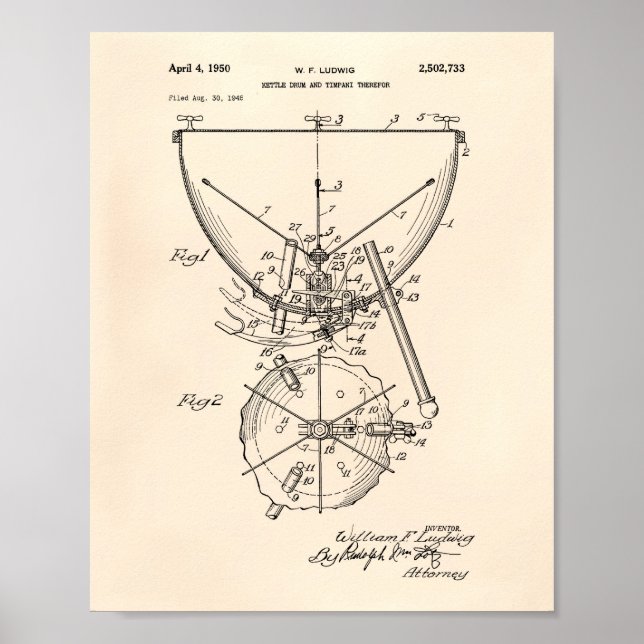 Póster Timpani 1950 Patent Art - Old Peper (Frente)
