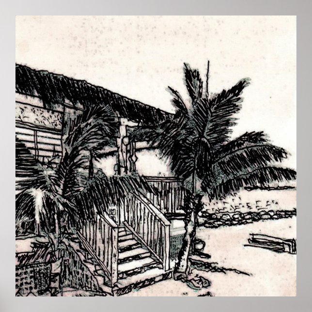 Poster Tina's Beach Shack, Long Island, Bahamas (Frente)