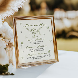 Poster Tini Bit Older Quirky Hand Desenhou Bar Martini