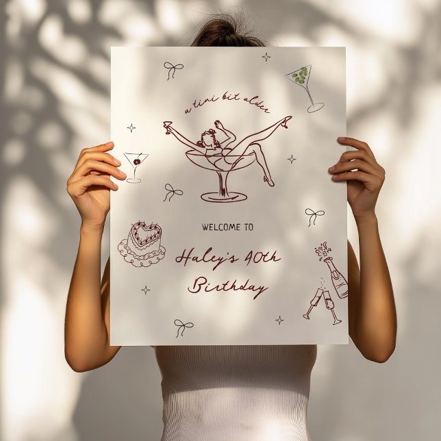 Poster Tini Bit Older Quirky Mão Desenhado Aniversário Be (Criador carregado)