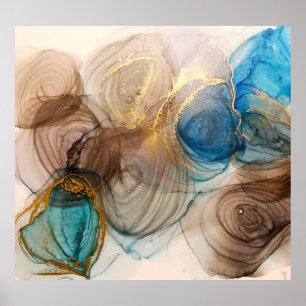 Poster Tinta Álcool, Abstrato Mineral Branqueado.