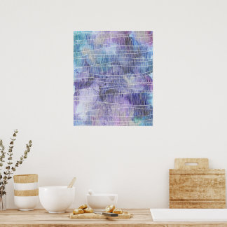Poster Tinta Alcoólica Lavanda Abstrata com Linhas Finas