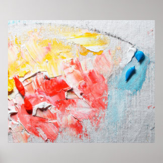 Poster tinta colorida a óleo em tinta de canvas, pincel,d
