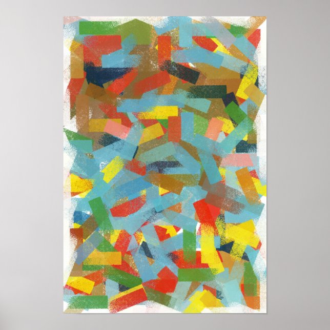 Poster Tinta Colorida Divertida Daub Retângulo Abstrato a (Frente)