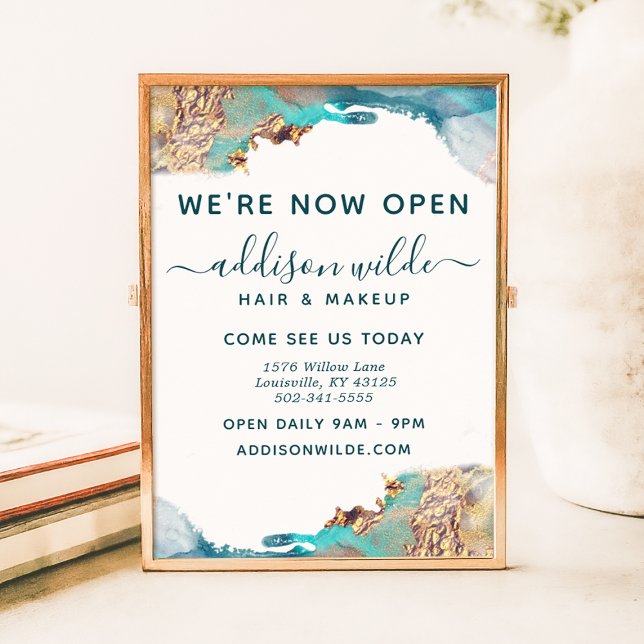 Poster Tinta De Aquarela Líquida De Arte Moderna Azul E D (Criador carregado)