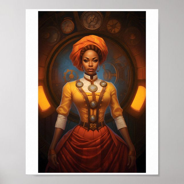 Poster Tinta de Faux africana Lady Faux, Steampunk Imprim (Frente)