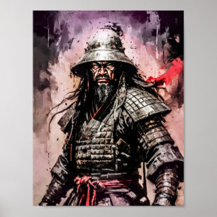 Poster Tinta do guerreiro Ronin samurai