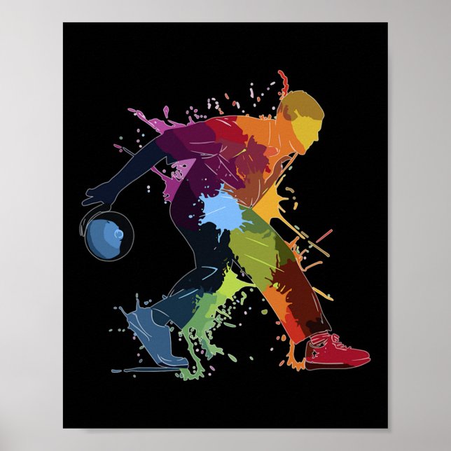 Poster Tinta espirrada de jogador de boliche (Frente)