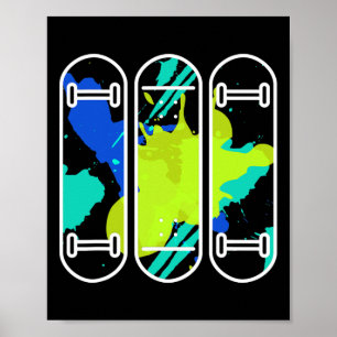 Poster Tinta Estética de Skate Skateboard Skate 90