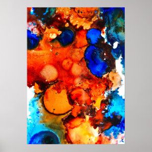 Poster Tinta laranja de abstrato