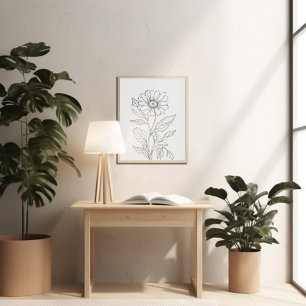 Poster Tinta minimalista de mês de flor de nascimento