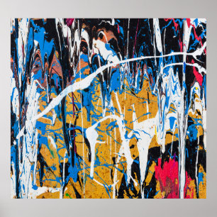 Poster Tinta pingada colorida: parede de grafite.