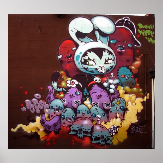 Poster Tinta spray de Bunny Kitty na parede (Frente)