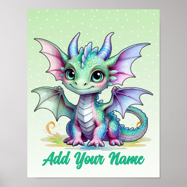 Poster Tiny Wings Dragon – Personalized Kids Wall Art (Frente)