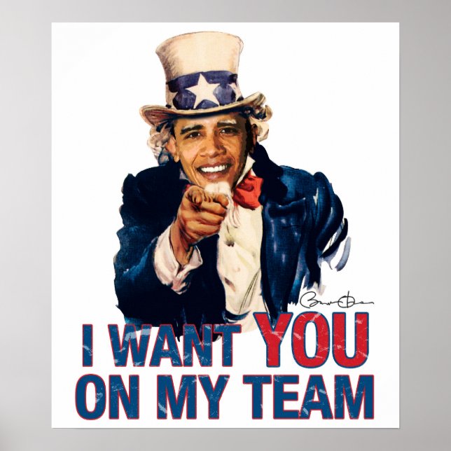 Poster Tio Barack Obama Eu Quero Você Na Minha Equipe (Frente)