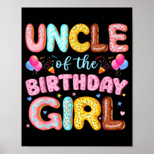 Poster Tio da Menina de Aniversário Fã de Donut Festa