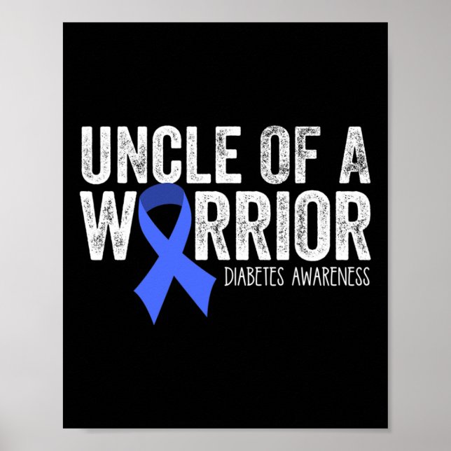 Poster Tio De Um Guerreiro T1d Criança Diabética Azul Fit (Frente)