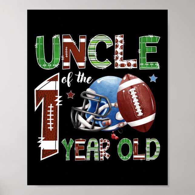 Poster Tio do Futebol de 1 Ano de Idade 1º Ano Down Bir (Frente)
