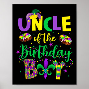 Poster Tio Do Garoto De Aniversário Camisa Mardi Gras Tio
