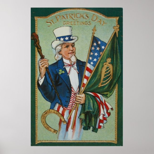 Póster Tio Sam American Irish Flag Lucky Horserrady (Frente)
