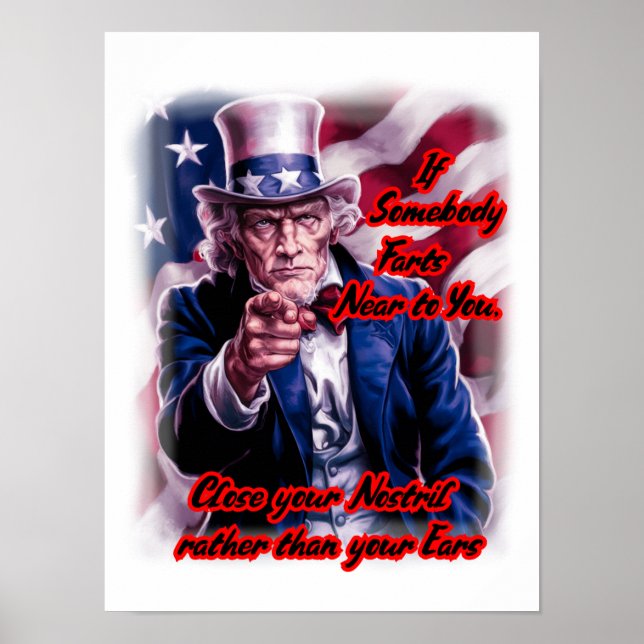 Poster Tio Sam Branco Vermelho Azul em um (Frente)