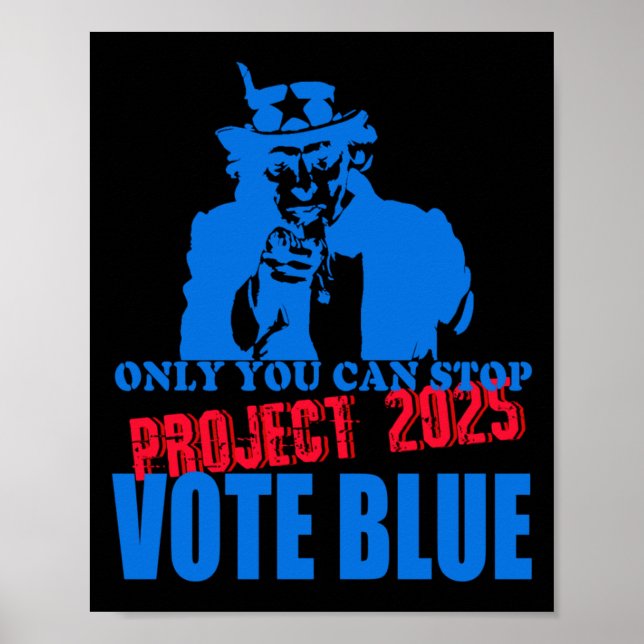 Poster Tio Sam Diz Para Parar Projeto 2025 Votar Azul (Frente)