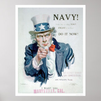 Poster Tio Sam está te chamando! Marinho de inscrição (US