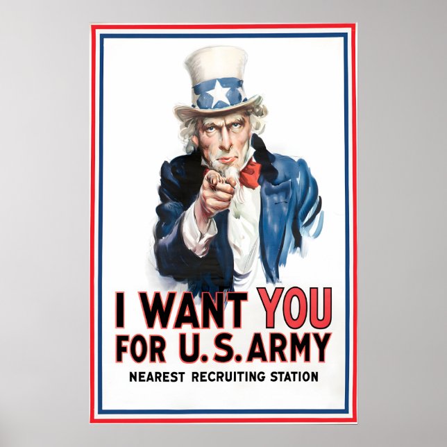 Poster Tio Sam 'Eu Quero Você' Recrutamento do Exército d (Frente)