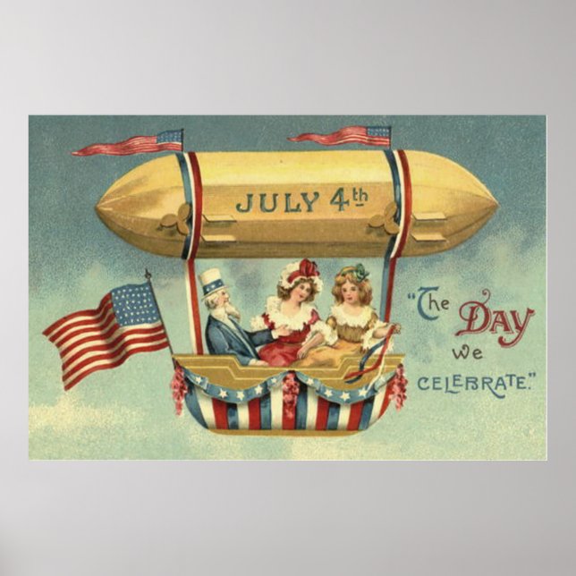 Poster Tio Sam EUA Flag Zeppelin Air Balloon (Frente)