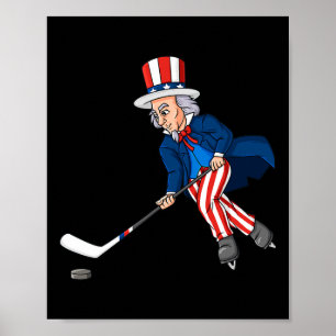 Poster Tio Sam Hockey 4 De Julho Meninos Patrióticos T