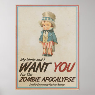 Poster Tio Sam, Nós Queremos Você, Zombie Apocalypse Post