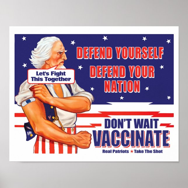 Poster Tio Sam Retro Vacinar Adicione Seu Próprio Slogan (Frente)