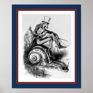 Poster Tio Sam Riding the Congressional Snail