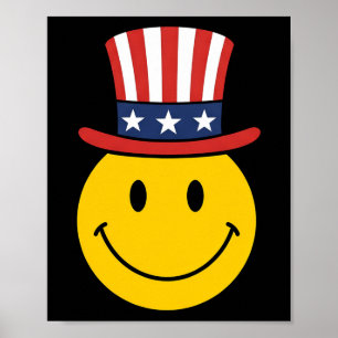 Poster Tio Sam Rosto Sorridente dos Anos 70 Patriótico Am