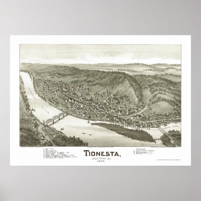 Poster Tionesta, PA Panorâmica - 1896 (Frente)