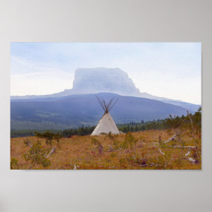 Poster Tipi, Montanha Chefe, Glacier National Park Montan