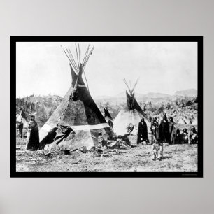Póster Tipis 1884 do indiano e da pele do Shoshoni