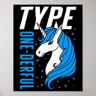 Poster Tipo 1 - Unicorn T1d Raparigas Diabetes Awarene