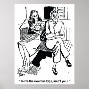 Poster Tipo Cavemen, Casal Namorando, Humor, Vintage