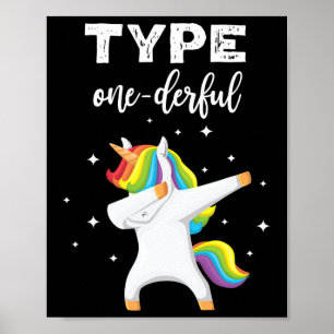 Poster Tipo Maravilhoso Dabbing Unicorn Diabetes Consciên