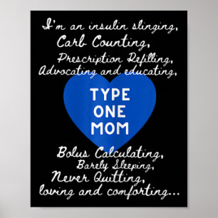 Poster Tipo Um Dia de Consciência da Mãe Diabetes Dia T1D
