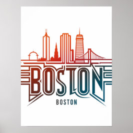 Poster Tipografia Boston City Skyline