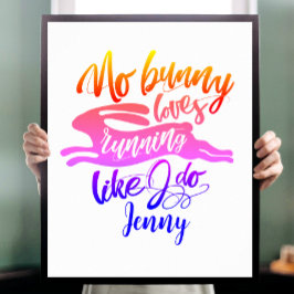 Poster Tipografia Coelho Arco-íris Motivação Corrida Amor