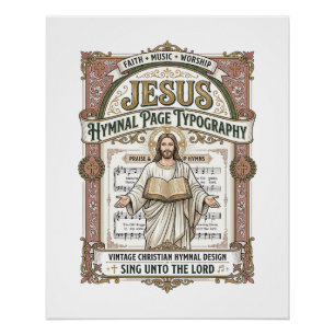 Póster Tipografia da Página do Hino de Jesus Página do Hi