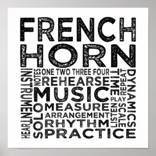 Poster Tipografia da trompa francesa