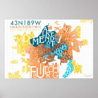 Póster Tipografia da vizinhança da Madison *ATUALIZADA*
