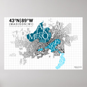 Póster Tipografia da vizinhança - Madison, WI