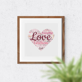 Póster Tipografia de Amor Arte de Palavras Românticas Cor