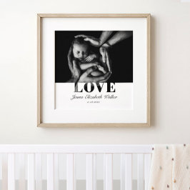 Poster Tipografia de Amor de Foto de Bebê Moderna e Elega